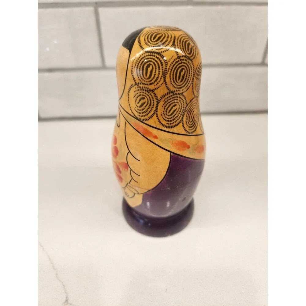 Vintage USSR Russian wooden nesting Doll 5 dolls set.‎